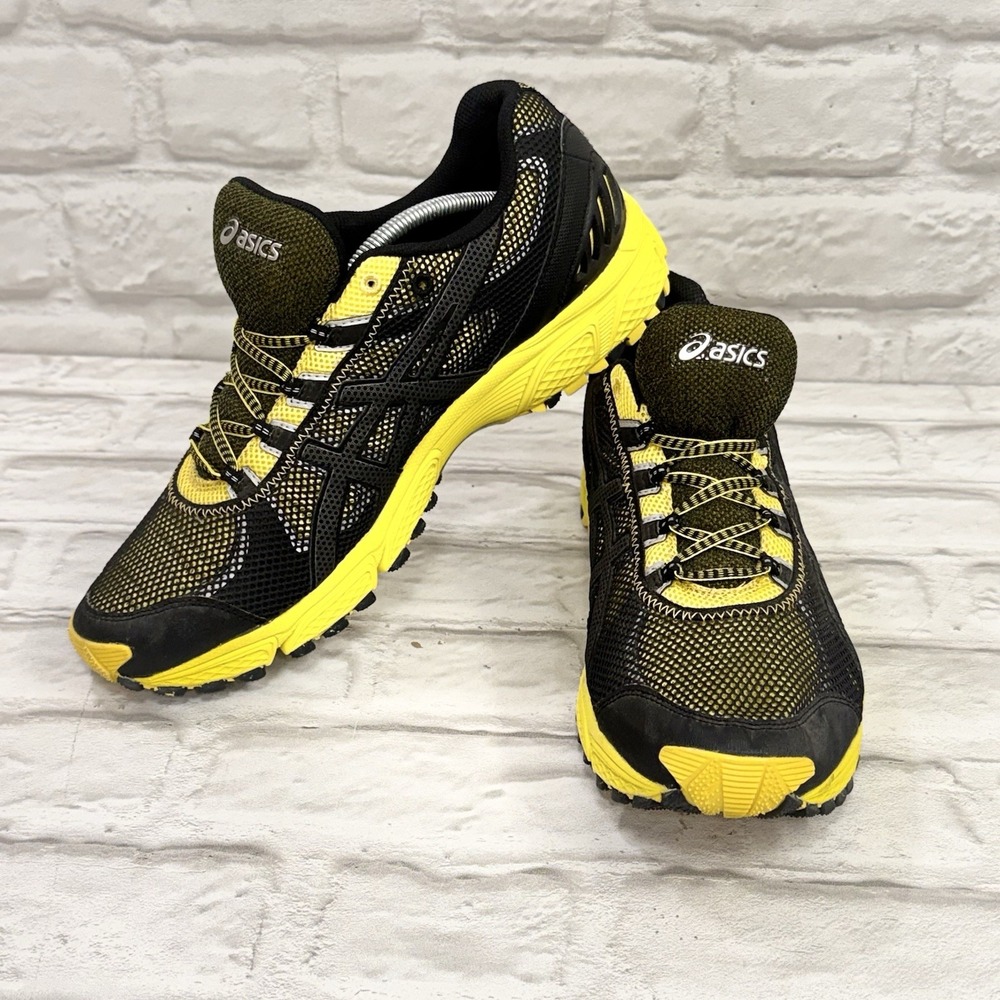 Asics Gel Trail Attack 7 Yellow/Black Trail Running Shoes Trainers Mens Sz 12.5